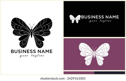 plantilla de logotipo de mariposa vector de silueta