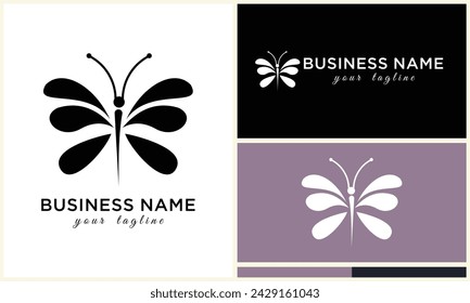 silhouette vector butterfly logo template