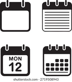 Silueta Vector Calendario Calendario Fecha Planificador Iconos de programación Colección