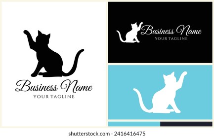 plantilla de logotipo del gato vector de silueta