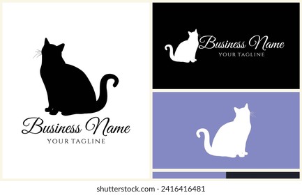 silhouette vector cat logo template