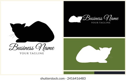 silhouette vector cat logo template