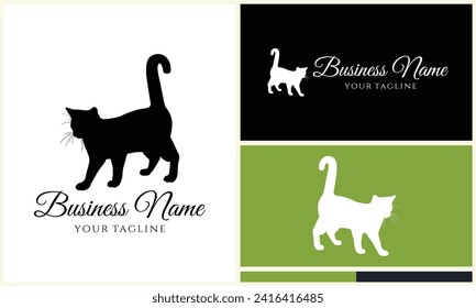 silhouette vector cat logo template