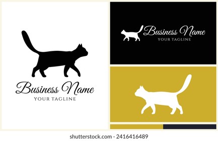 silhouette vector cat logo template