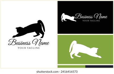 plantilla de logotipo del gato vector de silueta