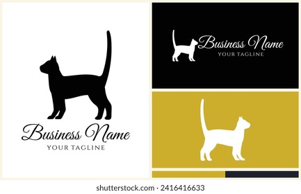 silhouette vector cat logo template