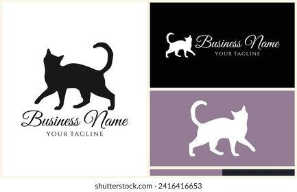 plantilla de logotipo del gato vector de silueta