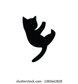 silhouette vector of cats falling from a height. vector eps 10