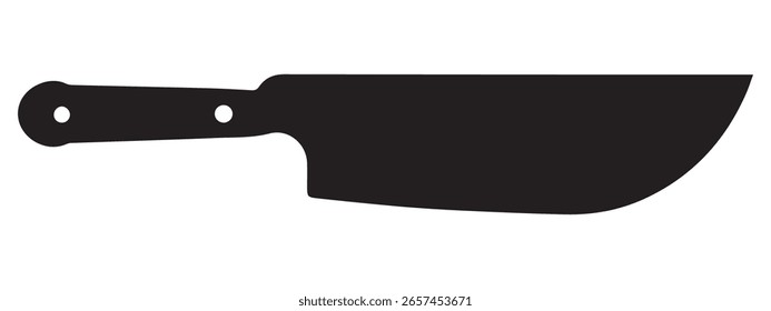 Silhouette vector of a chef knife black solid shape on white background.