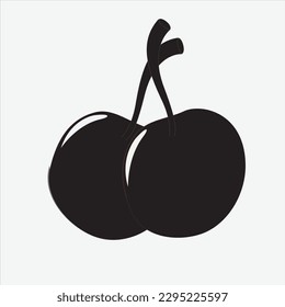Ilustración de cereza vectorial de silueta. Aislado sobre un fondo blanco. 