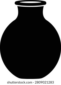 Silhouette vector of a classic round ceramic clay flower vase design