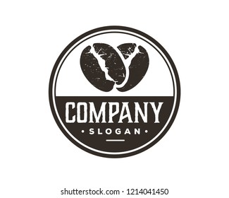 Silhouette Vector Coffee Bean Sign Symbol Vintage Circle Logo Template Design Inspiration
