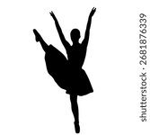 Silhouette Vector Collection of Ballerina Dancing Ballet Poses Isolated on White Background
