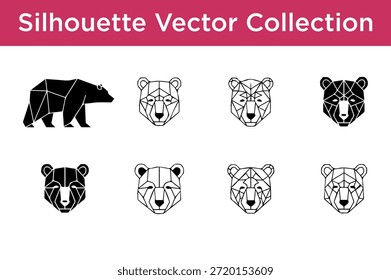 Colección de Vector de la silueta de los osos aislados en el fondo blanco
