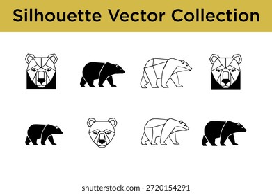Colección de Vector de la silueta de los osos aislados en el fondo blanco
