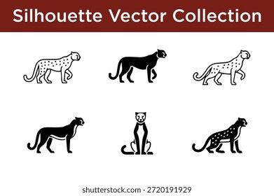 Colección de Vector de la silueta de los gatos grandes aislados en el fondo blanco