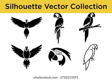 Colección de Vector de la silueta de pájaros aislados en el fondo blanco