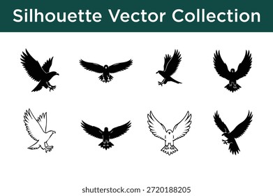 Colección de Vector de la silueta de pájaros aislados en el fondo blanco