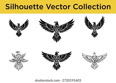 Colección de Vector de la silueta de pájaros aislados en el fondo blanco