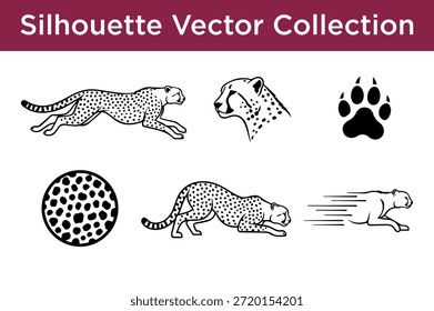 Silhouette, Vektorsammlung von Geparden, einzeln auf weißem Hintergrund