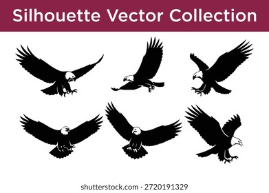 Silhouette, Vektorsammlung von Adlern, einzeln auf weißem Hintergrund