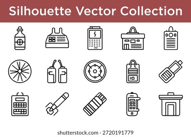 Colección de Vector de la silueta aislada en el fondo blanco