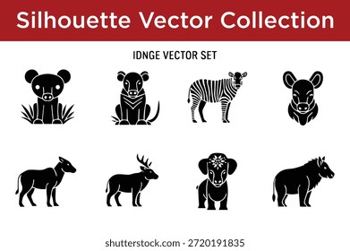 Colección de Vector de la silueta aislada en el fondo blanco