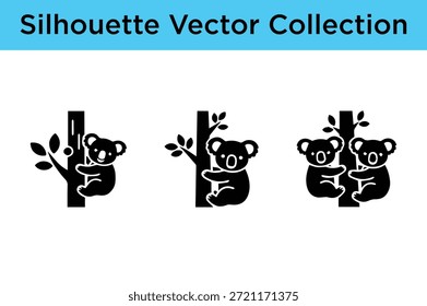 Colección de Vector de la silueta de koalas aislados en el fondo blanco, Vector