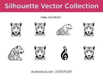 Silhouette vector collection of tribal designs isolated on white background