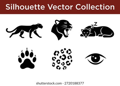 Silhouette, Vektorsammlung von Wildtierelementen, einzeln auf weißem Hintergrund