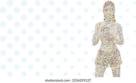 A silhouette vector from colorful dots of a boxer athlete exercise routine