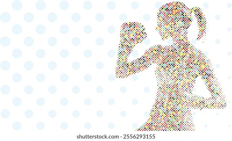 A silhouette vector from colorful dots of a boxer athlete exercise routine