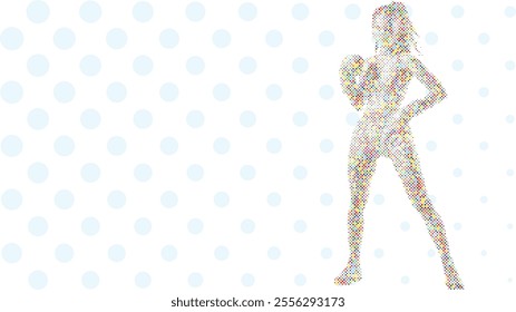 A silhouette vector from colorful dots of a boxer athlete exercise routine