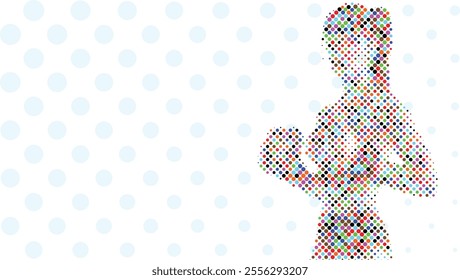 A silhouette vector from colorful dots of a boxer athlete exercise routine