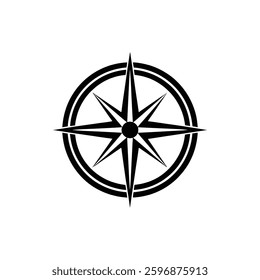 Silhouette Vector of compass icon on white background