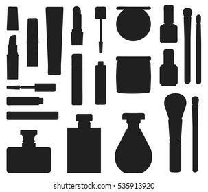 Silhouette vector cosmetic beauty set