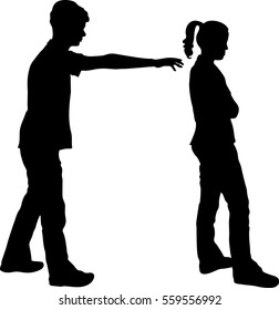 Silhouette vector of couple in love , man and women are quarrel