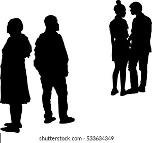 Silhouette vector of couple standing back to back dispute conflict man and woman sad and Couple in love