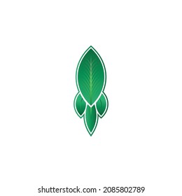 Silhouette Vector Creative Rocket Leaf Logo Template Design