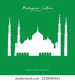 Silhouette vector of Crystal Mosque in Kuala Terengganu, Terengganu, Malaysia