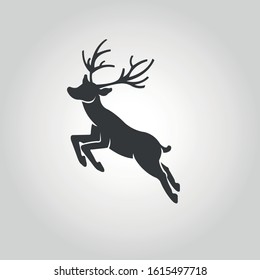 Silhouette vector deer isolated white background