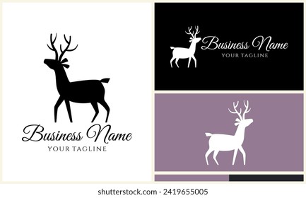 silhouette vector deer logo template