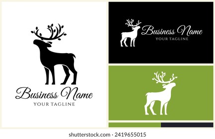 silhouette vector deer logo template