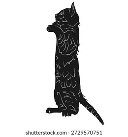 Design de vetor de silhueta de um gato em pé assustado