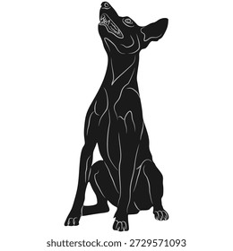 Diseño de Vector de silueta de un perro sentado mirando algo