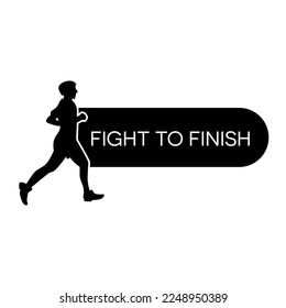 Silhouette vector design of people running to the finish