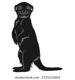Diseño de Vector de silueta de una suricata de pie observando la situación a su alrededor