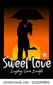 Silhouette vector design with the words SWEET LOVE