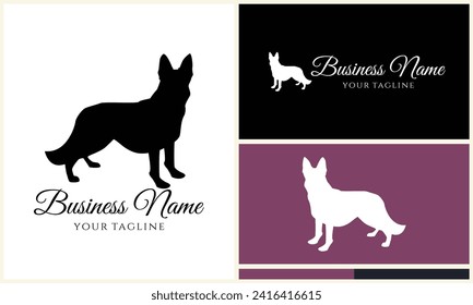 plantilla de logotipo de perro vector de silueta