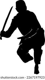 ein Silhouettenvektor, der eine traditionelle Kampfkunst ausübt, die man Manca' pa'dang nennt